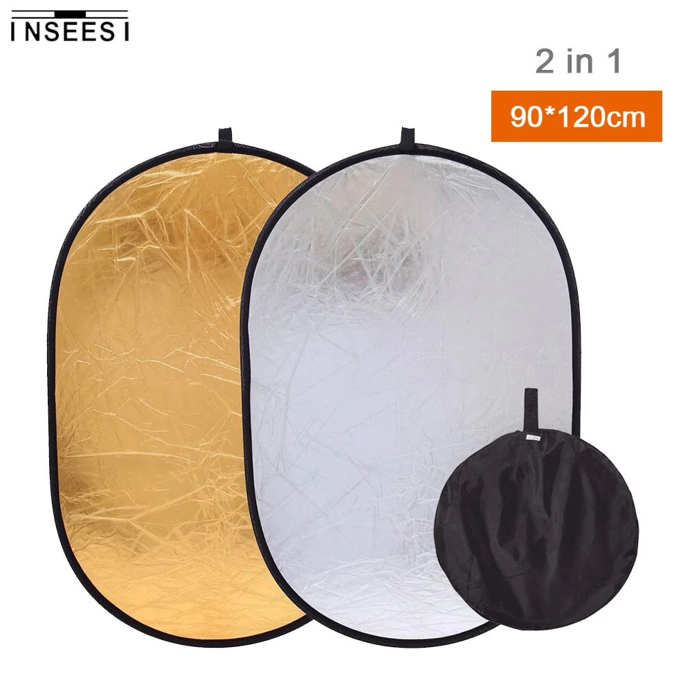 

2in1 90*120CM Gold and Silver Portable Collapsible Photography Reflector Board Light Diffuser for Studio Photography Reflector