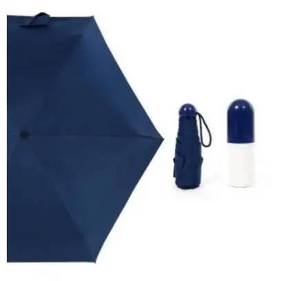 Супер мини Капсула женский зонтик прозрачный Карманный анти-УФ зонтик Ветрозащитный складной милые зонтики компактные дождевые детские зонтики - Цвет: Stand type dark blue