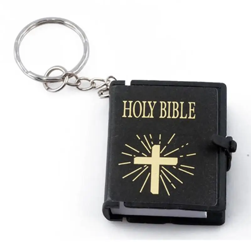 1Pcs New Mini Bible Keychain English HOLY BIBLE Religious Christian Jesus Gold Black Colors