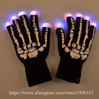 

Pair of led gloves luminous finger light novelty gloves party supplies dancing club props light up toys glowing unique gloves