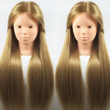 Melhor 65 CM 100% de Alta Temperatura da Fibra do Cabelo Loiro Cabeça Treinamento Cabeleireiro Maquiagem Prática Formação Manequim Cabeça Peruca Cabeças