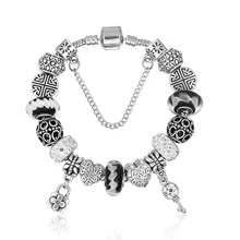 Мода Посеребренная цветок браслет для Для женщин DIY бусы украшения подходят P Браслеты Pulseira Gfit