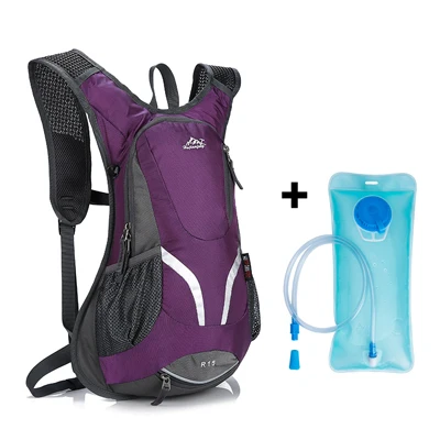 15L дышащий велосипедный рюкзак для бега, для велосипеда, для улицы, для езды на дороге, для путешествий, для велосипеда, рюкзак для гидратации, для воды, Сверхлегкий - Цвет: Purple and Water bag