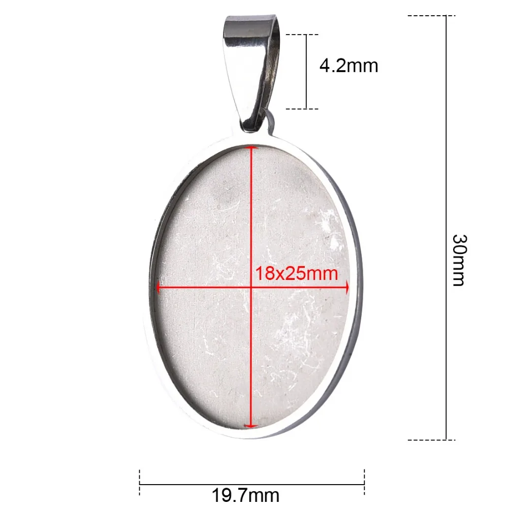 2 шт./лот из нержавеющей стали Кабошон Настройки кулон под поручень 18x25 мм плоское овальное гнездо для камня пустая база ювелирных изделий DIY ожерелье компонент