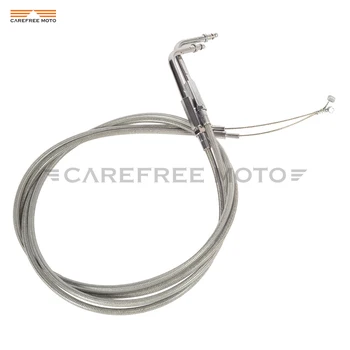 

43-1/2" 110cm Motorcycle Braided Throttle Cable Wires Moto Speed Line case for Harley Road King Fatbay Softail Dyna FL FX FXST