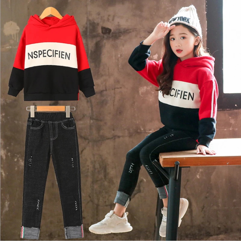 

Clothes Children Clothing Set Cotton Sweatshirt + Pants Two-Piece Casual Sequins Kids Girls Clothes Suit