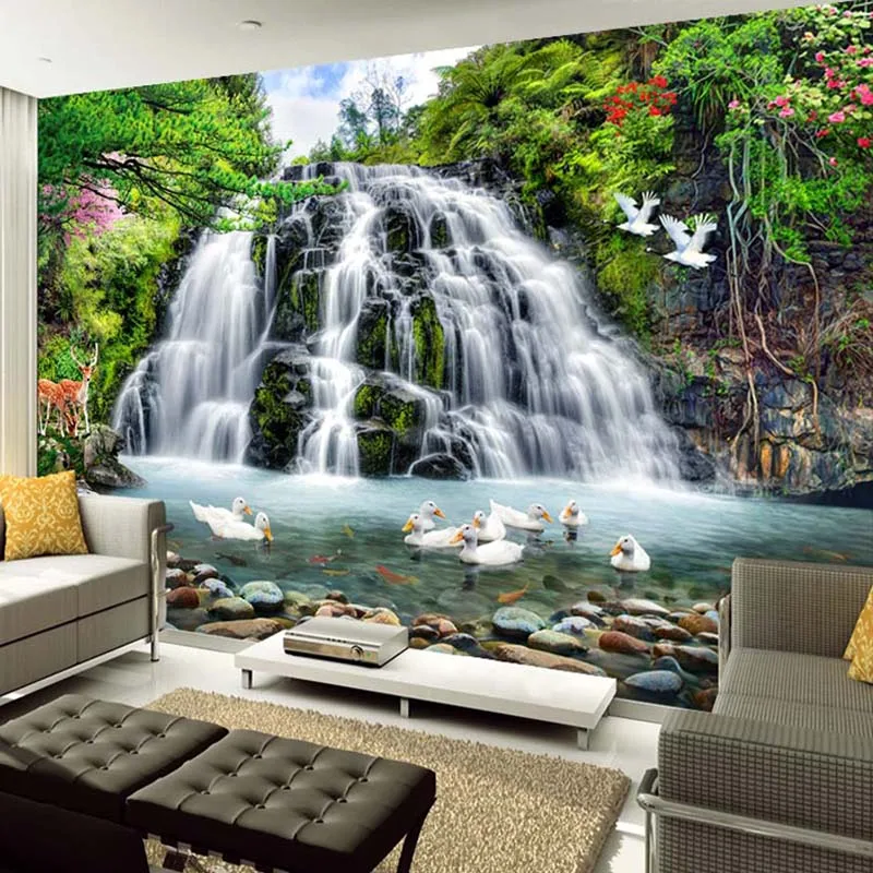 Buy Mountain Water Landscape Running Water Waterfall Wall Mural Custom 3D Photo