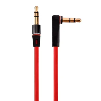 

1.2M Red Aux Audio Extension Cable 3.5mm 90 Degree Right Angle Audio Cable accessory bundles for Car / MP4 MP3 / Headphone