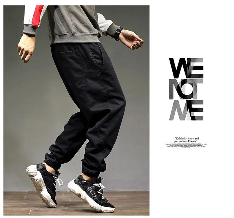 2018 New Brand Men's Harm Pants Autumn Winter Fashion Casual Loose Male Drawstring Jeans Pants Trousers Large Size  (2)