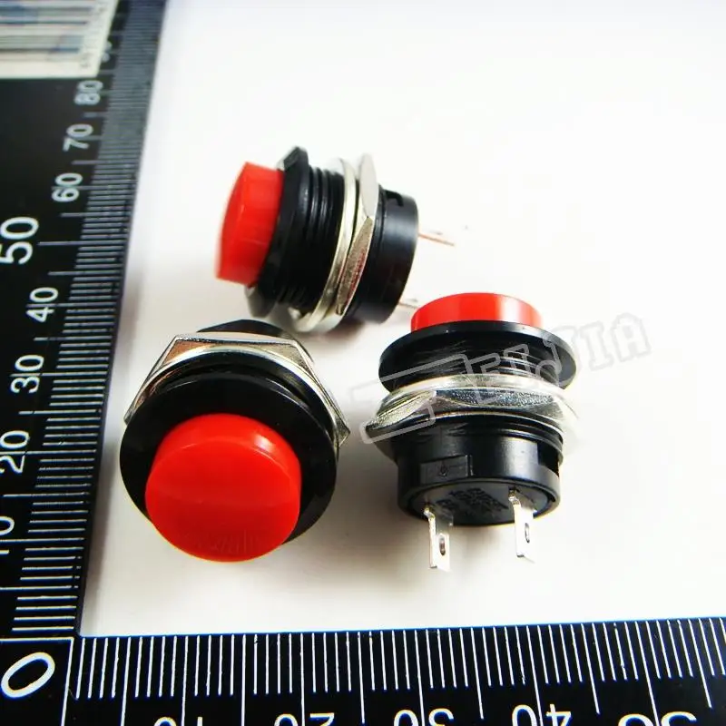 

R13-507 Button color Red 3A/250VAC OFF-ON 2Pin Non Self-locking Push Button Switch (Self reset switch) 20Pcs/lot