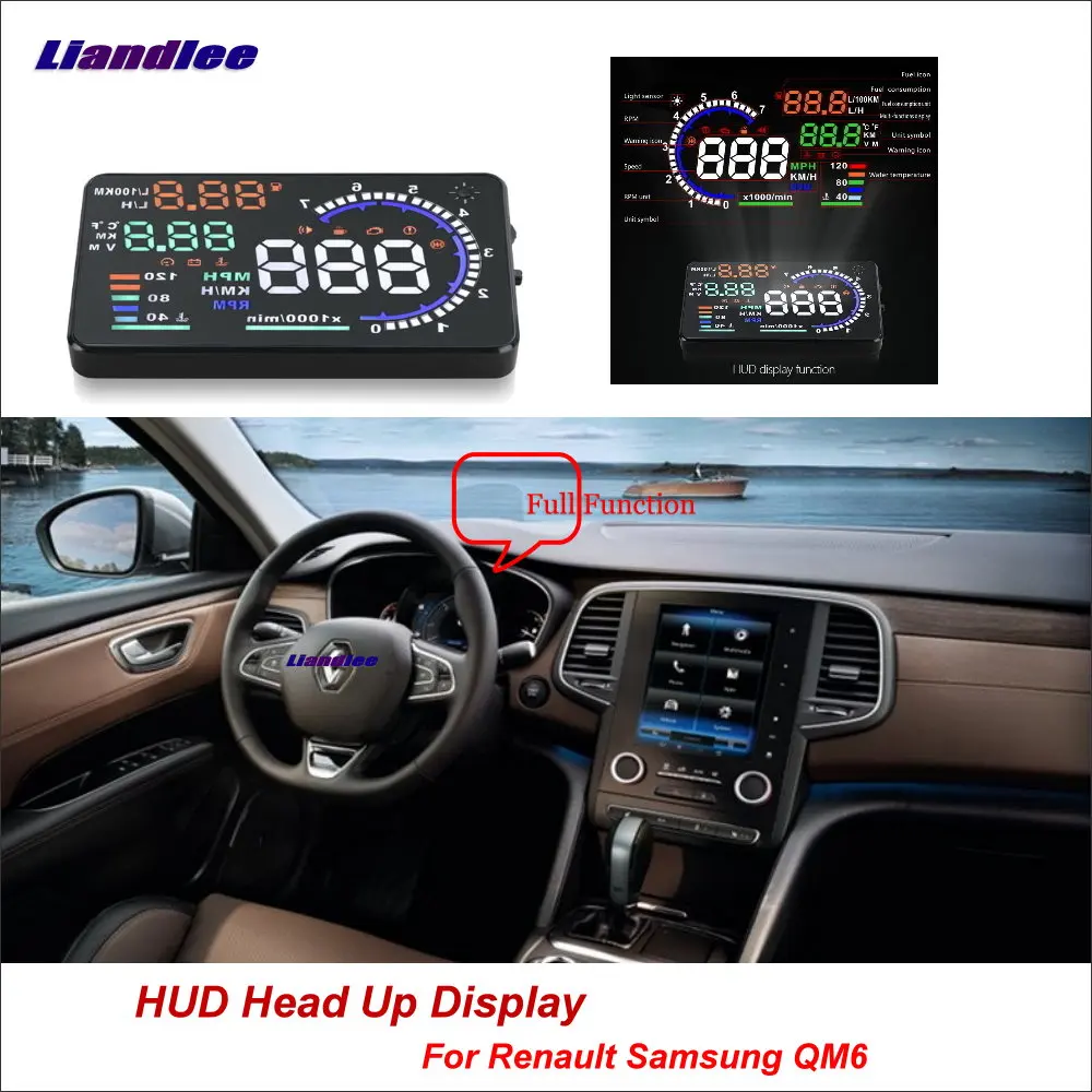 

Liandlee Car Head Up Display HUD For Renault Samsung QM6 2016-2018 HD Projector Screen OBD II Overspeed Alert Alarm Detector