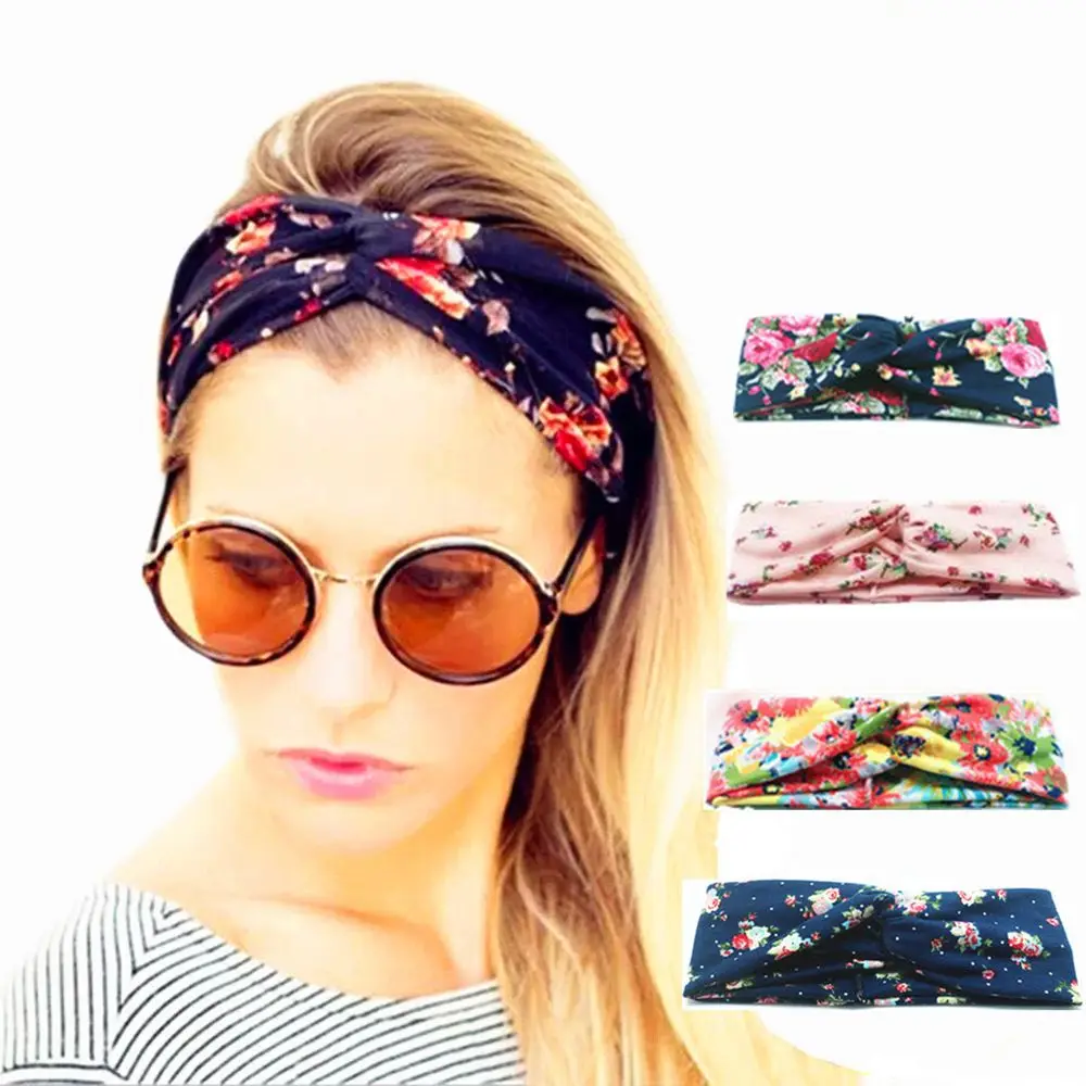 PAISLEY BANDANA PRINT COTTON FABRIC BOW HAIR BAND STRETCH HEAD WRAP