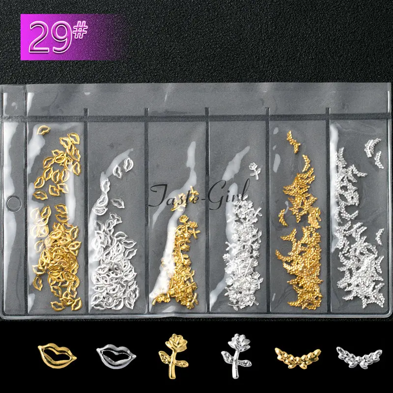Смешанные стили дуговой формы Золотой бар металлический 3d-украшения для ногтей сплав талисманы для ногтей аксессуары инструменты