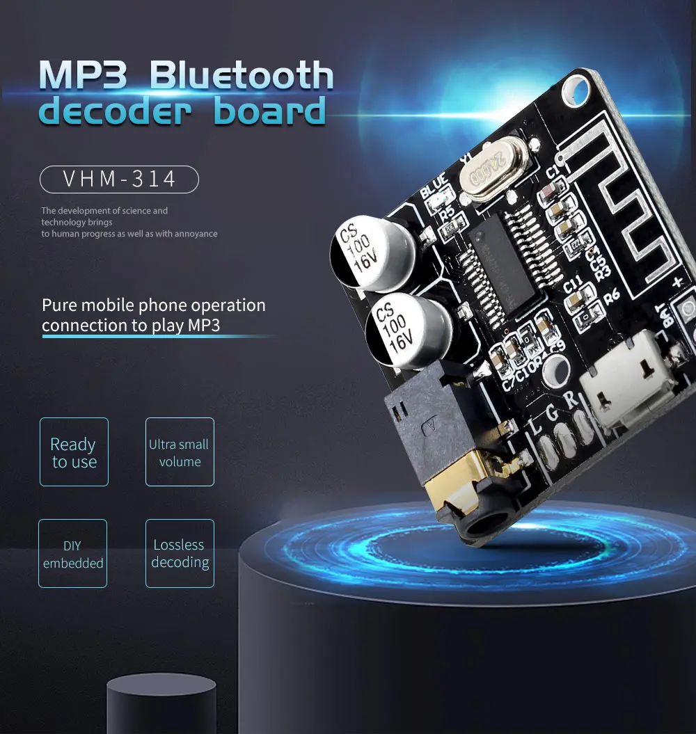 VHM-314 Bluetooth плата аудиоресивера Bluetooth 4,1 mp3 декодер не допускающий потерь доска Беспроводной музыке стерео модуль