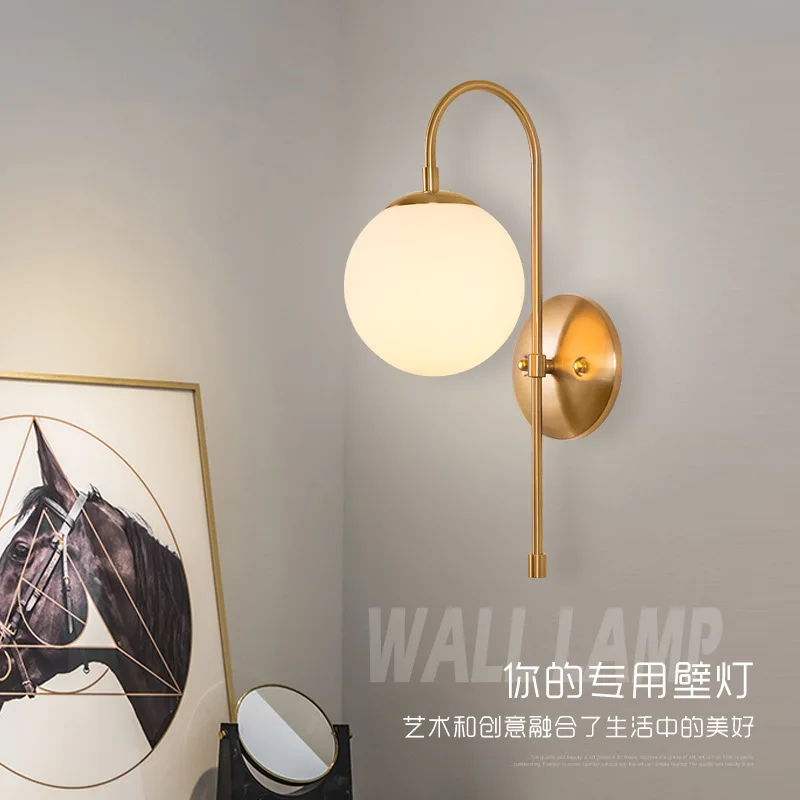 

Modern nordic Glass Meta black/gold ball Retro Vintage Wall lamp E27 Loft for cafe bedroom foyer