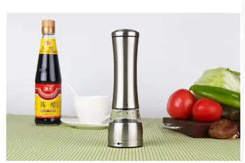 

1PC Fasion Stainless Steel Glass Pepper Mill Slim Fit Spice Salt Pepper Grinder Kitchen Accessories Cooking Tools KX 122