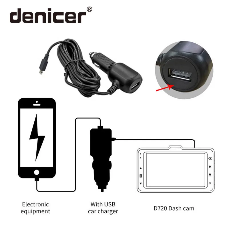 Denicer Автомобильный видеорегистратор Novatek 96655 камера Full HD 1080P 170 градусов