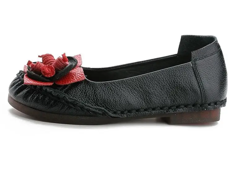 Xiuteng/удобная женская обувь ручной работы из натуральной кожи на плоской подошве с мягкой подошвой; повседневные Гибкие водонепроницаемые мокасины из воловьей кожи; женская обувь на плоской подошве - Цвет: Черный