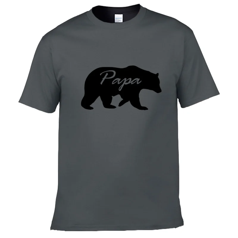 

100% Cotton Men Cute T Shirt PaPa Bear Animal Print Tee Tops Short Sleeve Funny Harajuku T-Shirt Plus Size
