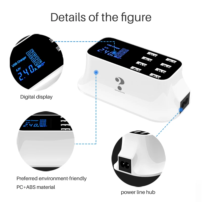 universal smart usb fast charger for Samsung galaxy Xiaomi wall adapter charging station HUB Led display desktop power socket universal smart usb fast charger for Samsung galaxy Xiaomi wall adapter charging station HUB Led display desktop power socket
