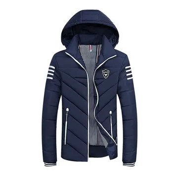

Men's Winter Coat Thicken Large Plus Size Casual Jacket Silk-like Cotton Hooded Outer Wear for Men Detachable Hat