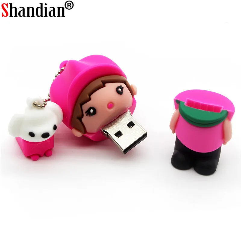 SHANDIAN Акция маленькая кукла usb флэш-накопитель USB 2,0 64 Гб карта памяти флеш-накопитель 4 ГБ 8 ГБ Флешка 16 ГБ 32 ГБ