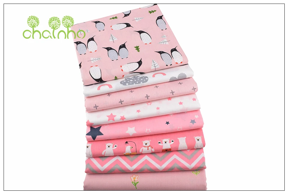 Chainho, розовый пингвин и Медведь серии, печатные твиловая, хлопковая ткань, для DIY квилтинга шитье ребенка и ребенка лист, подушка материал, половина метра