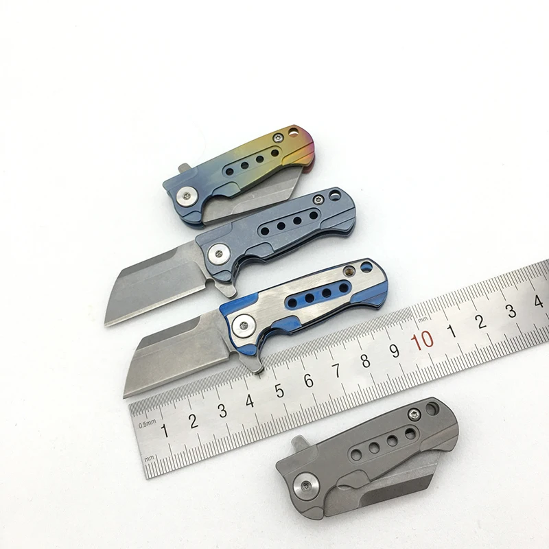 

New mini slicer pocket knife small folding survival knife titanium knife key chain ball bearing flipper rescue knife s35vn