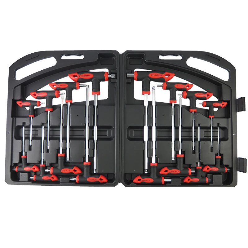 

16-Piece 75mm-200mm T-Handle Long Arm Ball End Hex Key Wrench Set, T-Handle Long Arm Star Key Wrench Set, Metric