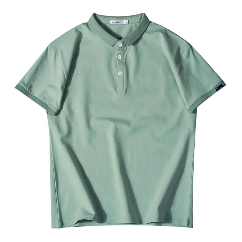 

Comfortable soft cotton sweat-absorbent short-sleeved solid color lapel Slim casual teen t-shirt free shipping