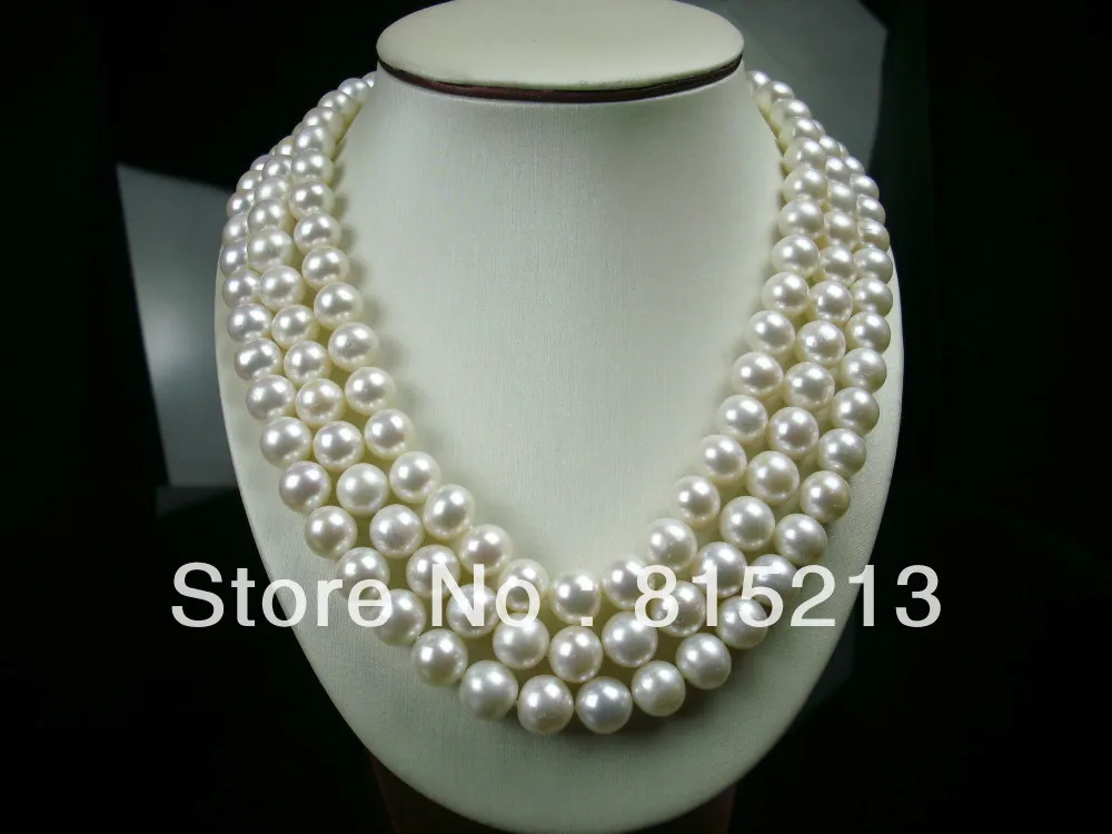 

N1731 Fine 52" white Round 9-10MM AAA+ Akoya pearl necklaces % Discount AAA