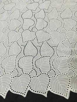 

(1yard)100% cotton leaves white soft lace embroidery fabric meterial for wedding party lace