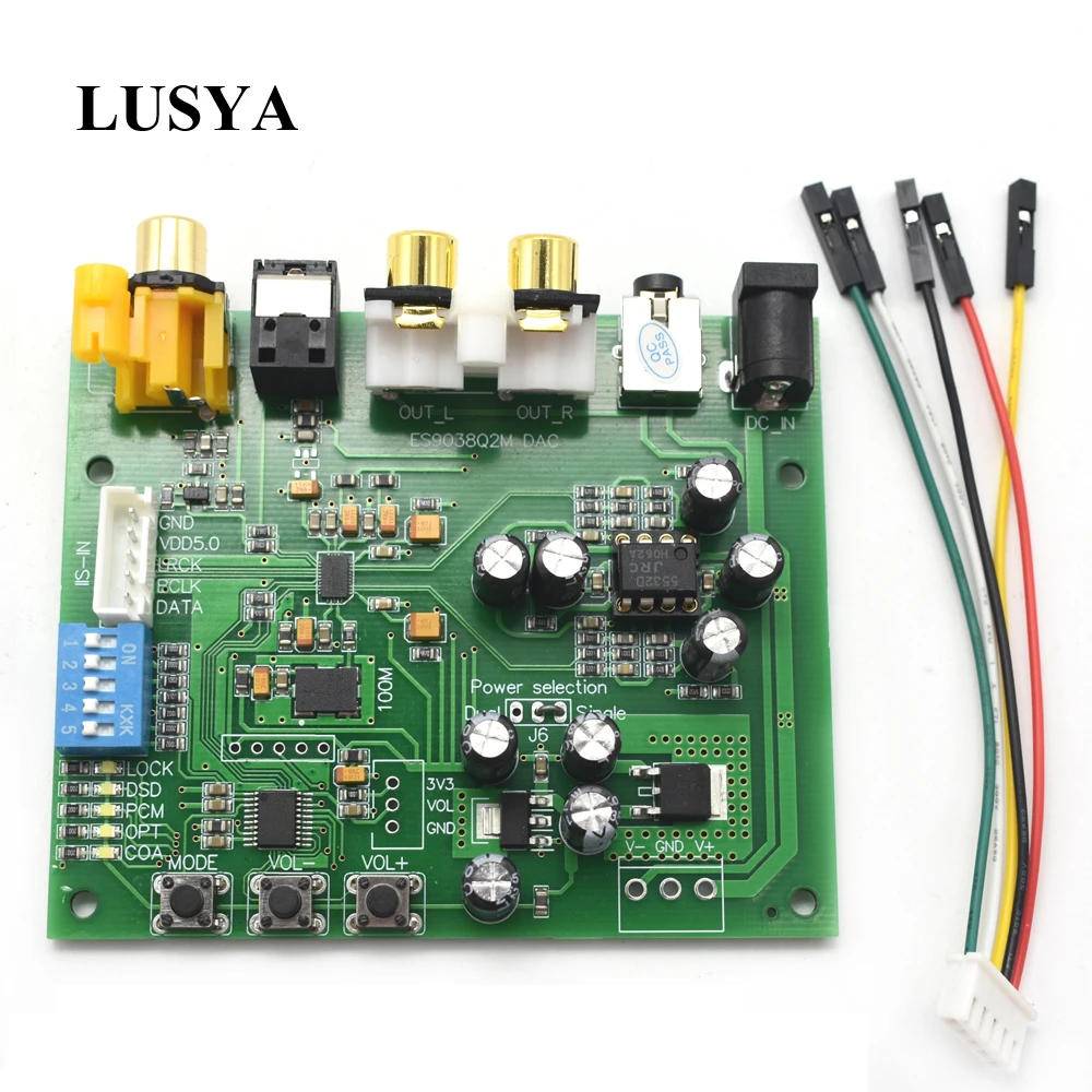Lusya ES9038Q2M I2S IIS DSD доп коаксиальный волокно SPDIF цифровой аудио ЦАП Декодер доска