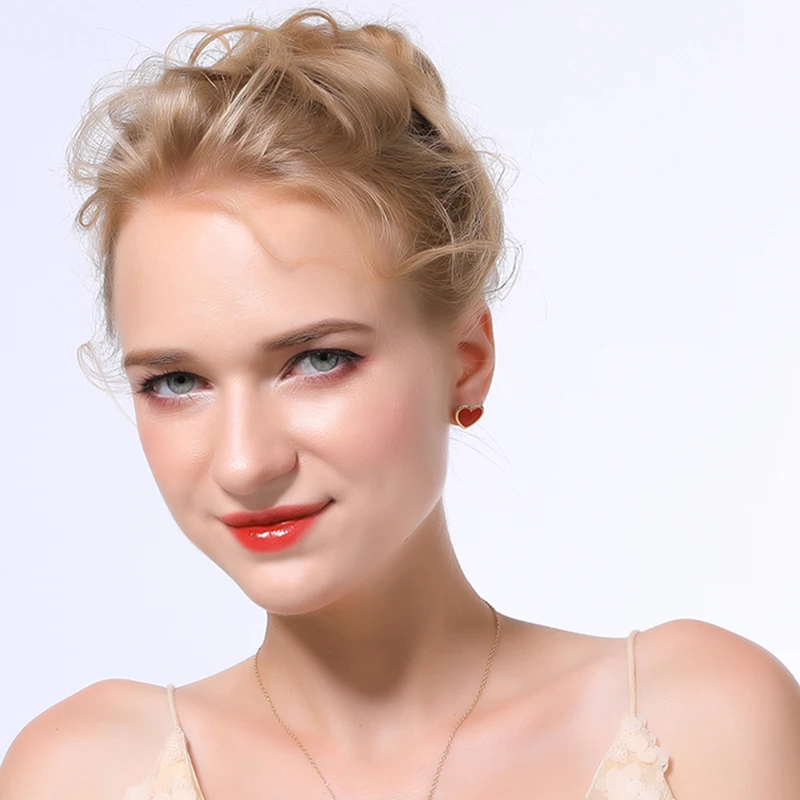 

Best Seller Romantic Hot Air Balloon Red Color Enamel Earring For Women Asymmetry Personalized Heart Wedding Earrings Jewelry