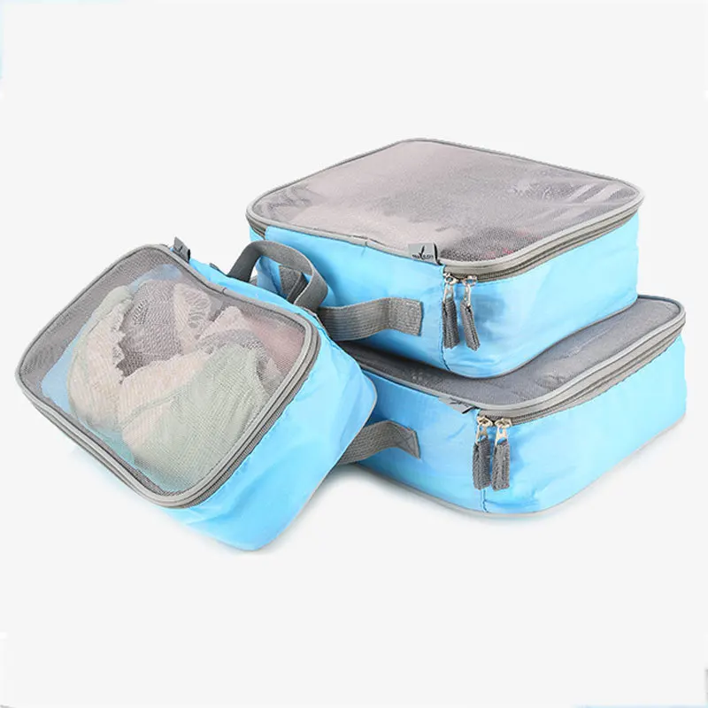 Travelsky السفر حقيبة خزانة مقسم الحاويات حقيبة التخزين مجموعة للملابس مرتب المنظم 3 قطعة/مجموعة مكعبات تعبئة