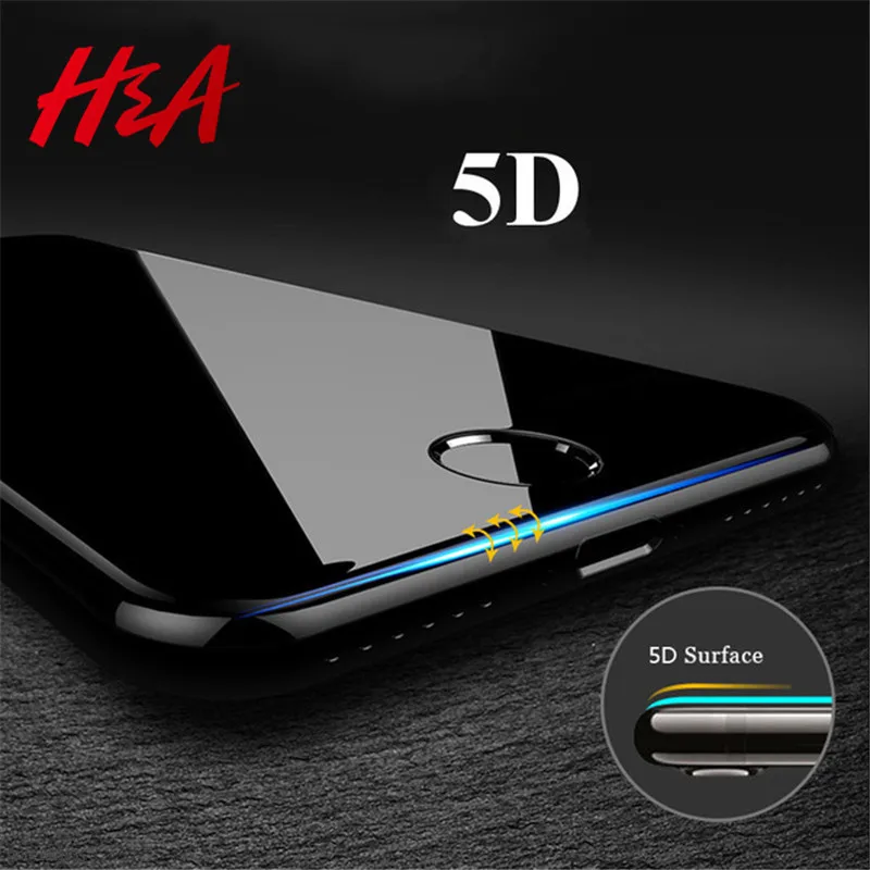 H& A 5D полное покрытие краев закаленное стекло для iPhone 7 8 6 Plus Защита экрана для iPhone 6 6s 7 Plus защитная пленка стекло