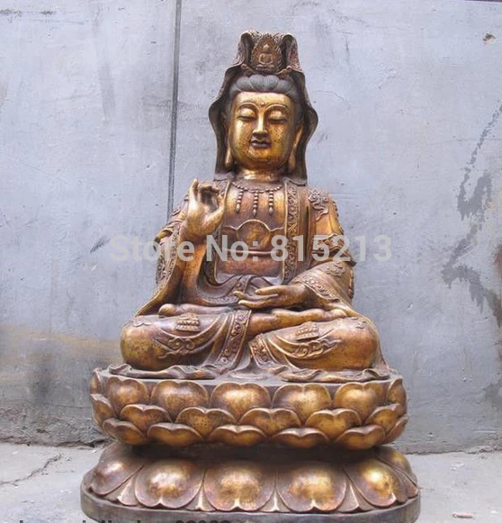 

bi0011791 26"Tibet Buddhism Bronze carve Lotus Tathagata Kwan-yin Buddha statue