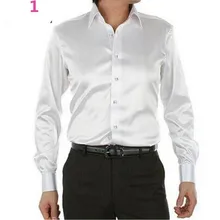 Мужская рубашка на заказ повседневные Костюмы шелковый атлас с длинным рукавом Повседневные Рубашки стильные рубашки для жениха