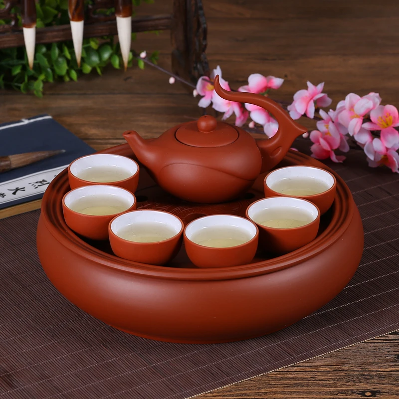 Китайский чайный набор из 8 предметов, черный чай, пуэр и улун, l, чайный горшок, лидер продаж, Исин, Глиняный Чайник ручной работы, красивый и легкий чайный горшок
