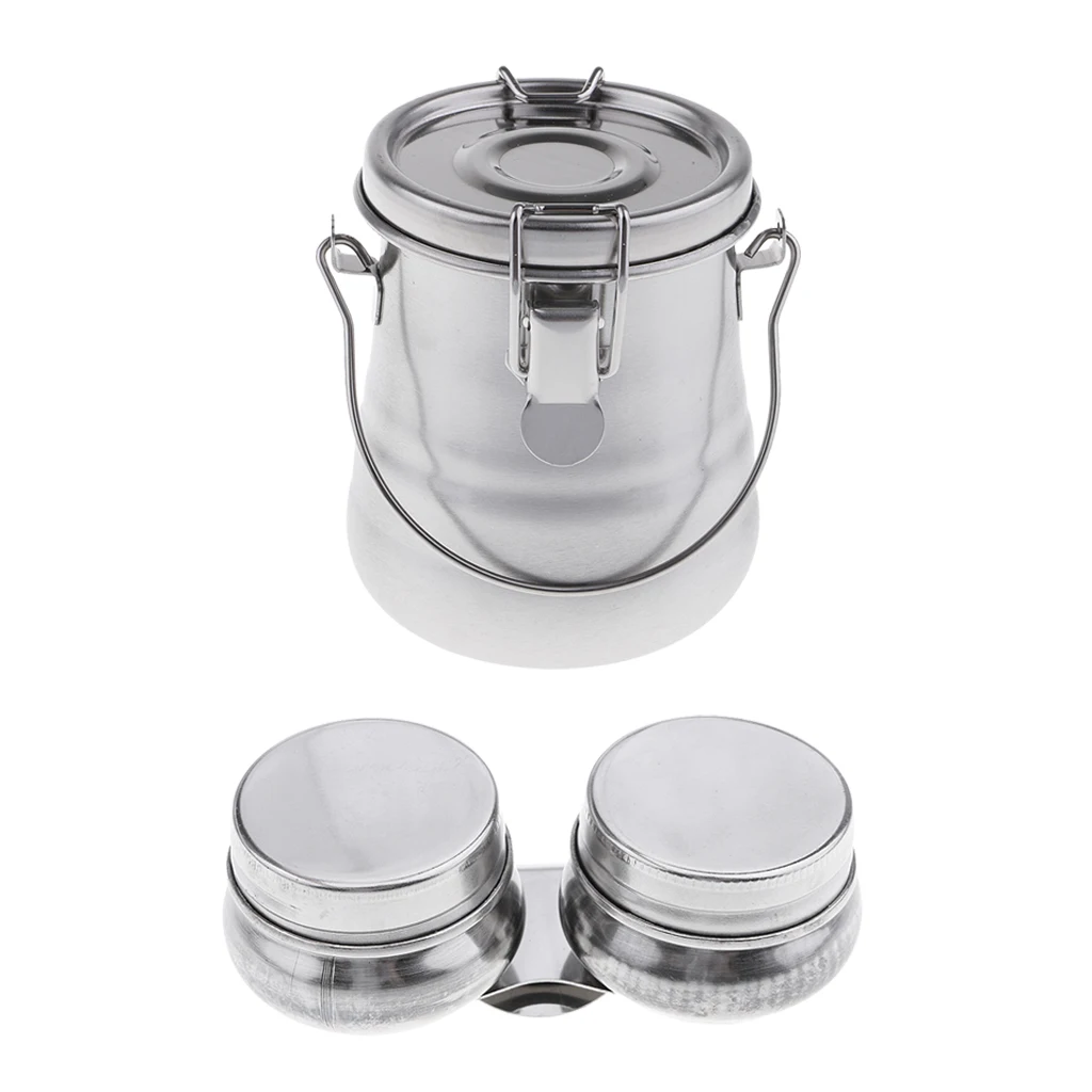 Portable Stainless Steel Double Hole Dipper Container Cup Oil Pots Brush Washer Paint Brush Cleaner Bucket Art Painting Supplies