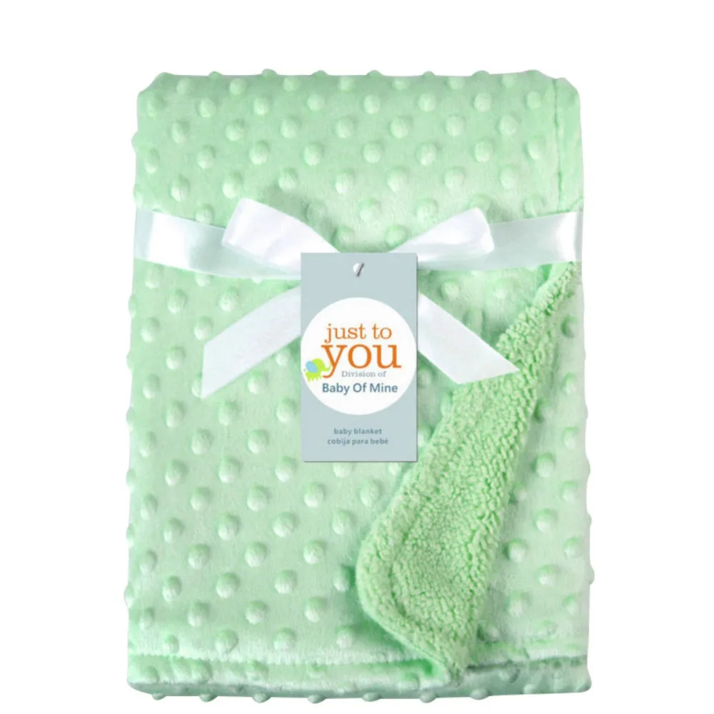 

76*102cm Infant Baby Warm Double Layer Blanket Swaddle Bedding Accessories Toddler Solid Color Blankets Set