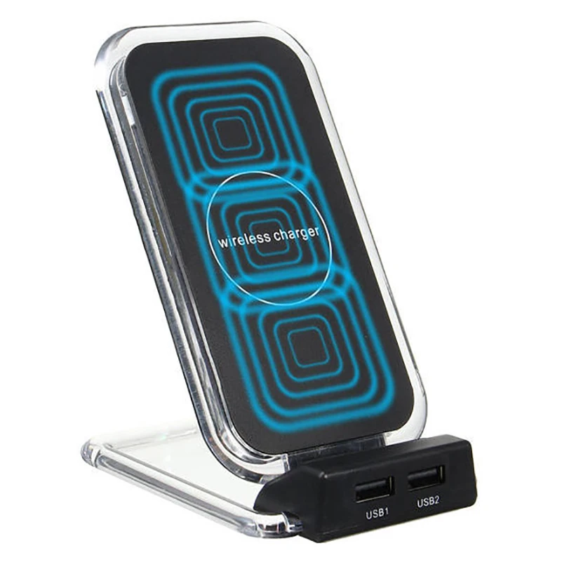 Беспроводное зарядное устройство с 3 катушками и двумя USB портами настольная