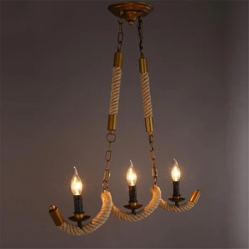 

3 Heads Loft Retro Rope Pendant Light Creative Romantic Wave Designer Pub Bar Dining Room Hanging Lights Free Shipping