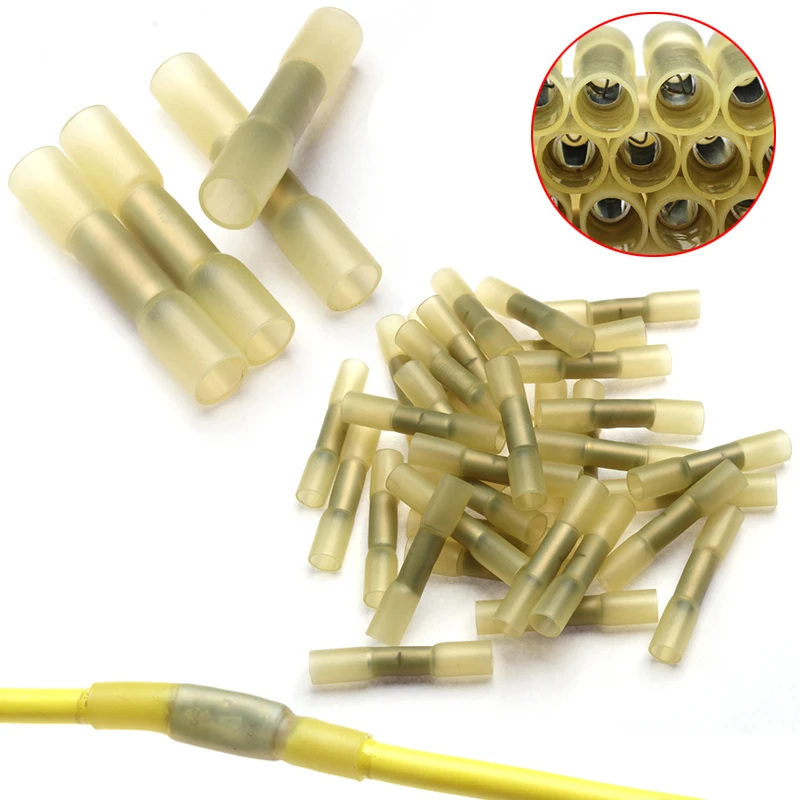 100PCS Waterproof Insulated Heat Shrink terminals Wire Connectors Butt Wire/Cable Crimping