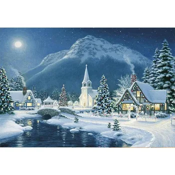 

Landscape Snow House Christmas Decoration 5D DIY Diamond Painting Square Drill painting Diamond Embroidery kits Needlework GH187