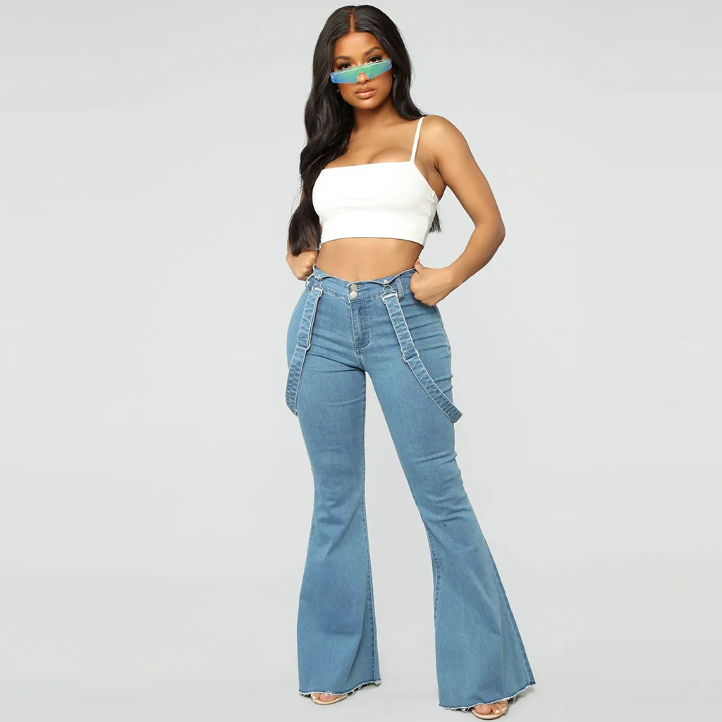 

Trousers Women High Waist Long Harem Pants Pockets Loose Pleated Denim Blue Wide Leg Pants Party Palazzo Plus Size