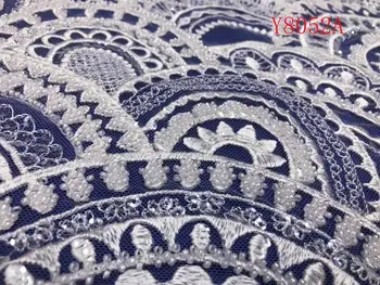 

embroiderd lace fabric David-6.2909 with sequins beautiful Nigerian sequins lace fabric for party dress
