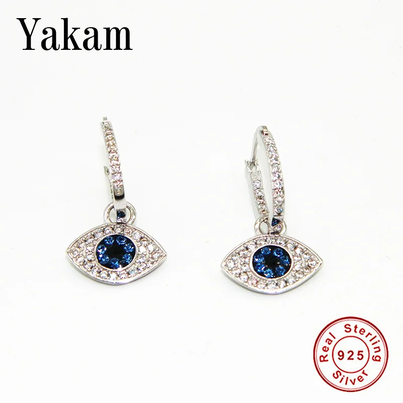 

100% all 925 sterling silver earring black blue spirit evil eyes earrings 2019 winter clear cz jewelry for women charms Berloque