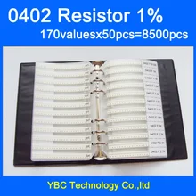 0402 SMD образец резистора книга 1% Допуск 170valuesx50 шт = 8500 шт Резистор Комплект 0R~ 10 м