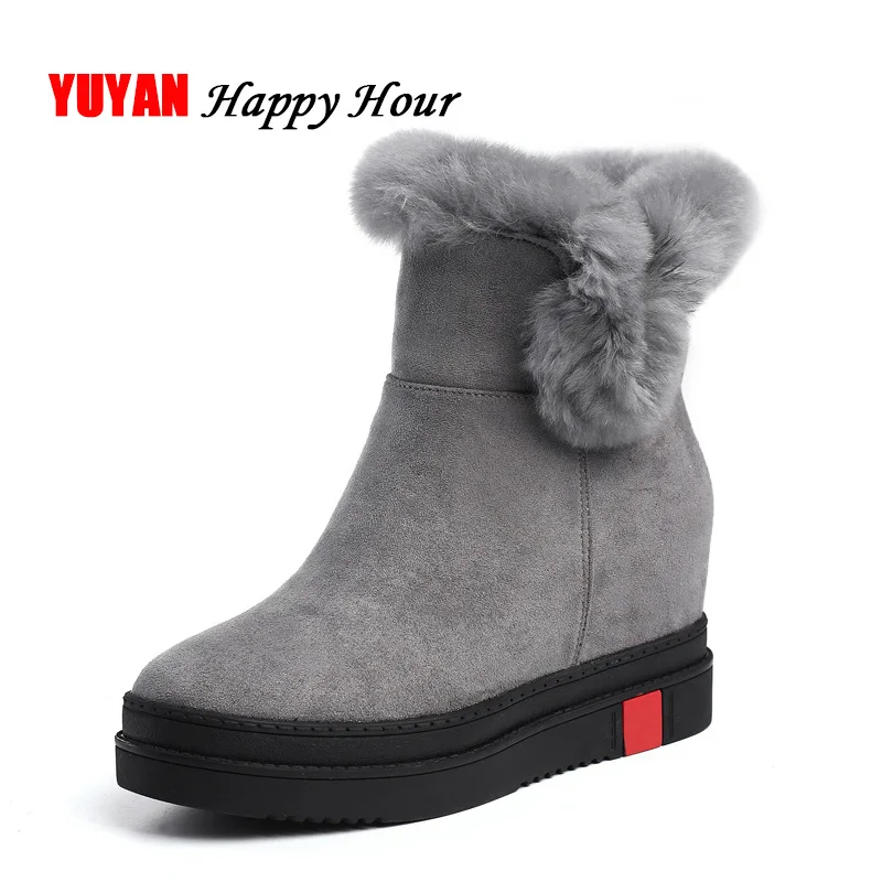

Suede Boots Women Height Increasing Winter Shoes Woman Flat Platform Shoes Cold Winter Warm Plush Womens Snow Boots A463